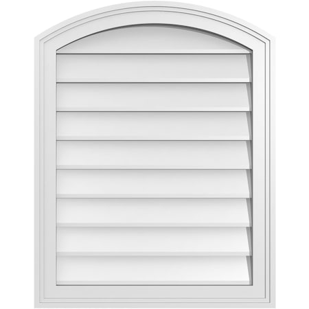 Ekena Millwork Arch Top Surface Mount PVC Gable Vent: Functional, w/ 2"W x 1-1/2"P Brickmould Frame, 22"W x 28"H GVPAR22X2802SF